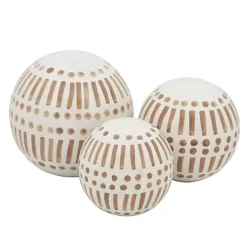 Statues & Figurines>Kirklands Home Tan and White Patterned Orbs, Set of 3