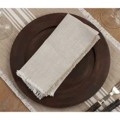 Kirklands Home Tan and White Two-Tone Fringe Napkins, Set of 4 Clearance