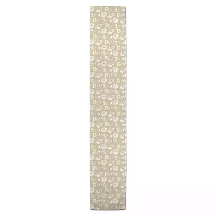 Kirklands Home Tan and White Wildflower Table Runner, 90 in.