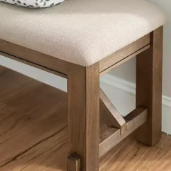 Kirklands Home Basketweave Upholstered Wood Bench Tan Discount