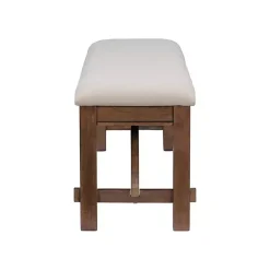 Kirklands Home Basketweave Upholstered Wood Bench Tan Discount
