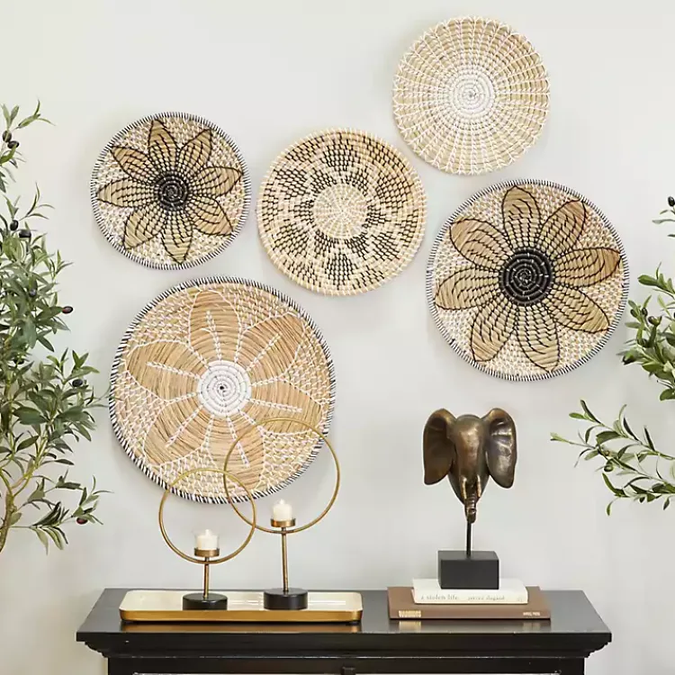 Kirklands Home Tan Bohemian Seagrass 5-pc. Wall Plaque Set Hot