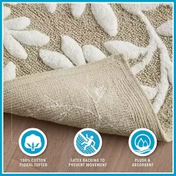 Kirklands Home Tan Botanical Cotton Bath Mat, 60 in. Online