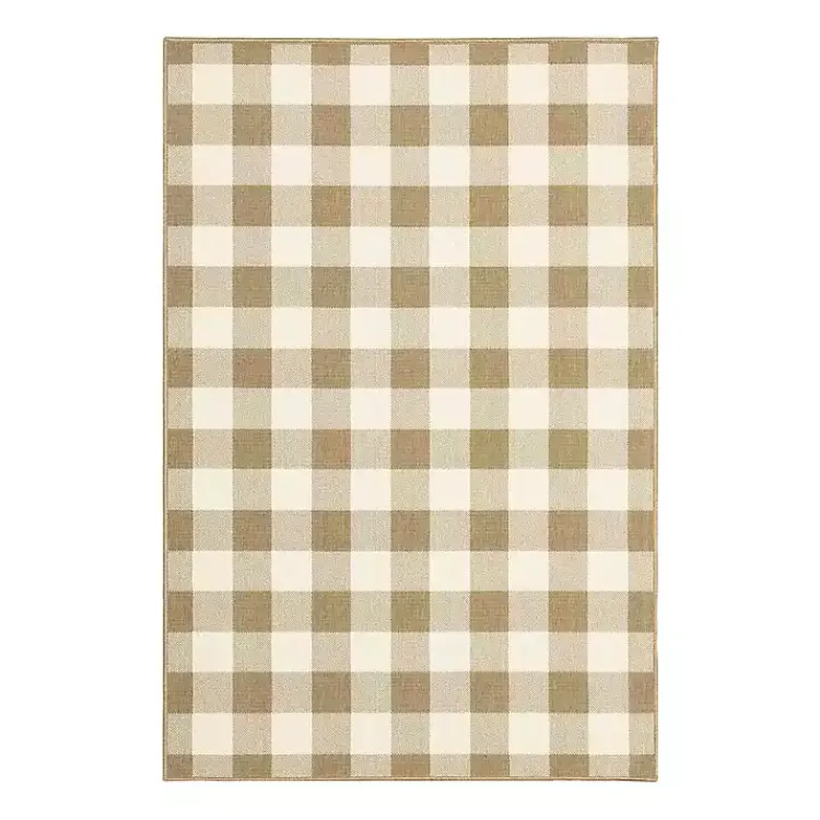 Kirklands Home Buffalo Check Outdoor Area Rug, 5x7 Tan Clearance