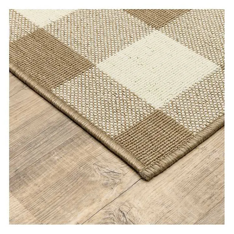 Kirklands Home Buffalo Check Outdoor Area Rug, 5x7 Tan Clearance