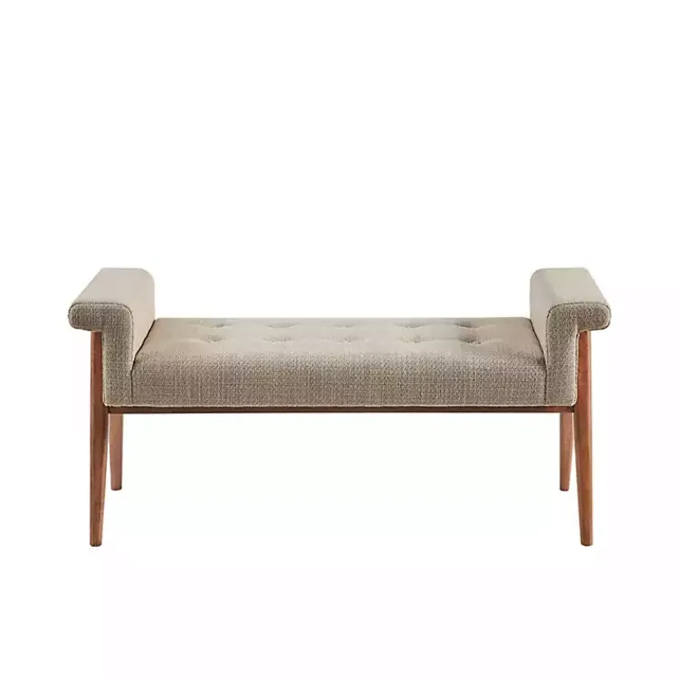 Kirklands Home Button Tufted Wood Bench Tan Sale