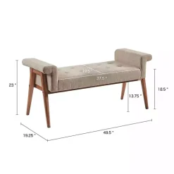 Kirklands Home Button Tufted Wood Bench Tan Sale