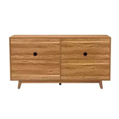 Kirklands Home Cane Wood Storage Media Cabinet Tan Sale