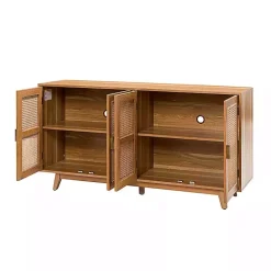 Kirklands Home Cane Wood Storage Media Cabinet Tan Sale