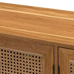 Kirklands Home Cane Wood Storage Media Cabinet Tan Sale
