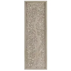 Kirklands Home Carved Wood Laurel Branches Panel Wall Plaque Tan Best