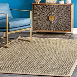 Kirklands Home Checker Weave Seagrass Area Rug, 5x8 Tan New