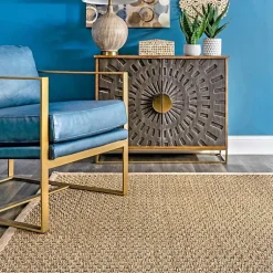 Kirklands Home Checker Weave Seagrass Area Rug, 5x8 Tan New