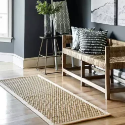 Kirklands Home Checker Weave Seagrass Area Rug, 5x8 Tan New