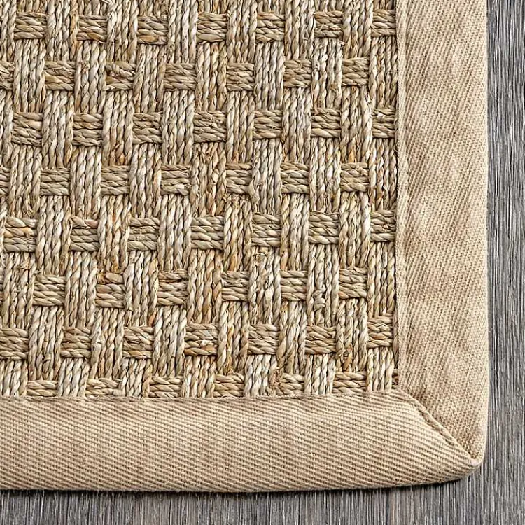 Kirklands Home Checker Weave Seagrass Area Rug, 5x8 Tan New