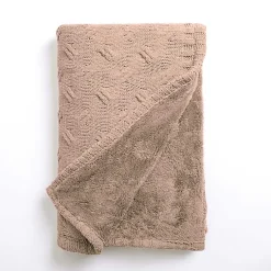 Blankets & Throws>Kirklands Home Chenille Cable Knit Throw Tan