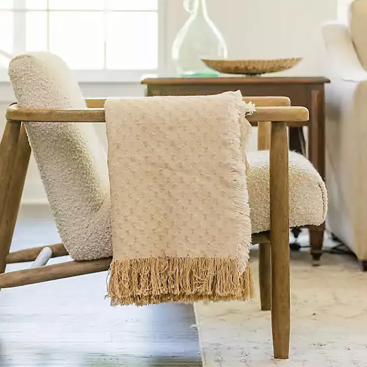 Blankets & Throws>Kirklands Home Dotted Woven Throw Tan