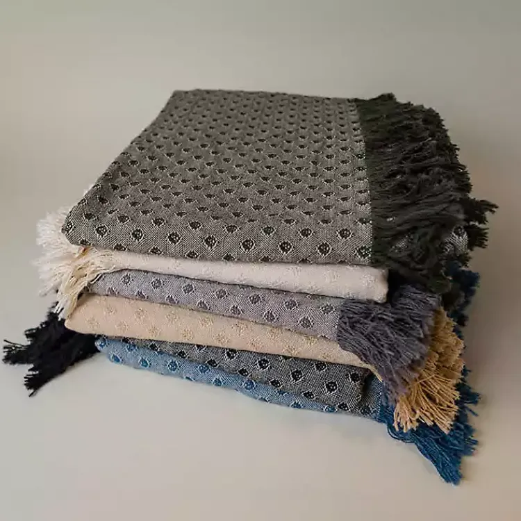 Blankets & Throws>Kirklands Home Dotted Woven Throw Tan
