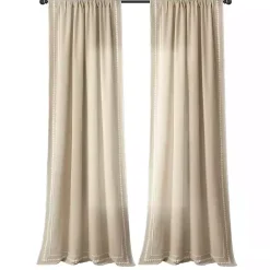 Kirklands Home Embroidered Ric Rac Curtain Panel, 84 in. Tan Clearance