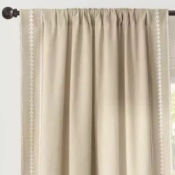 Kirklands Home Embroidered Ric Rac Curtain Panel, 84 in. Tan Clearance