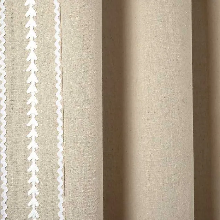 Kirklands Home Embroidered Ric Rac Curtain Panel, 84 in. Tan Clearance