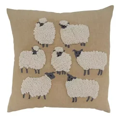 Pillows>Kirklands Home Embroidered Sheep Accent Pillow Tan