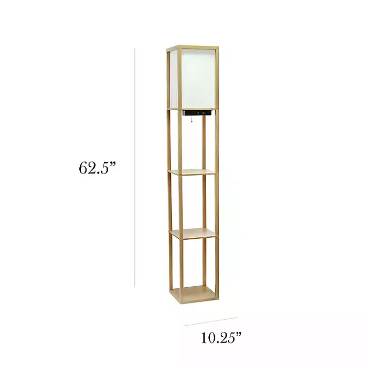 Kirklands Home Etagere Shelf Charging Floor Lamp Tan