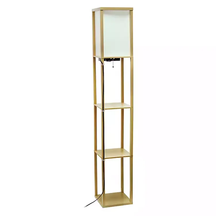 Kirklands Home Etagere Shelf Charging Floor Lamp Tan