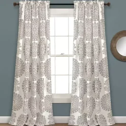 Kirklands Home Evie Medallion Curtain Panel Set, 95 in. Tan Clearance