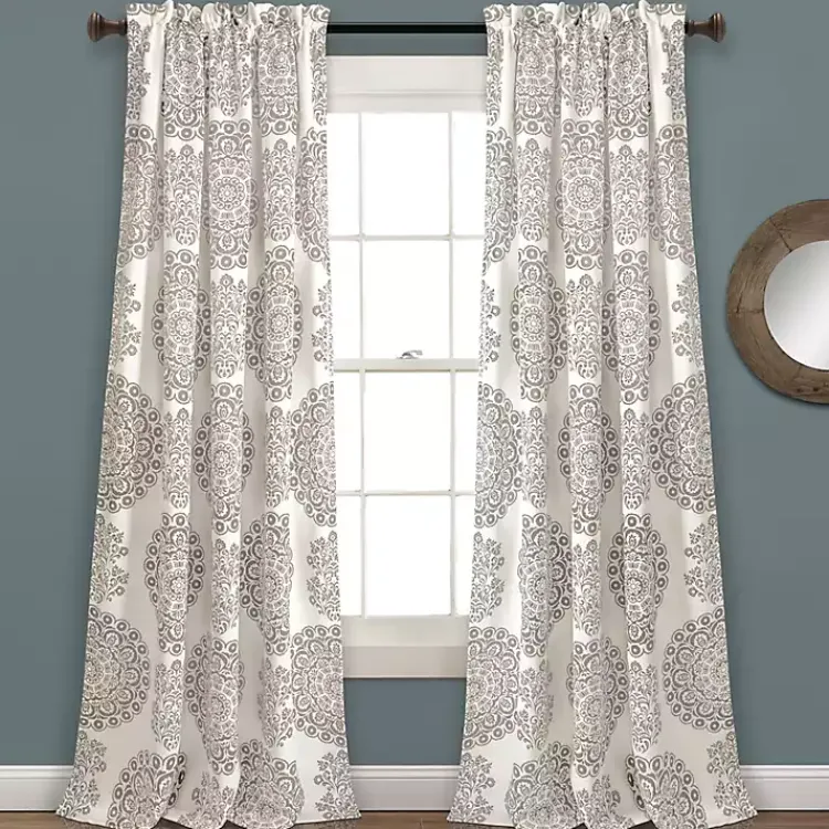 Kirklands Home Evie Medallion Curtain Panel Set, 95 in. Tan Clearance