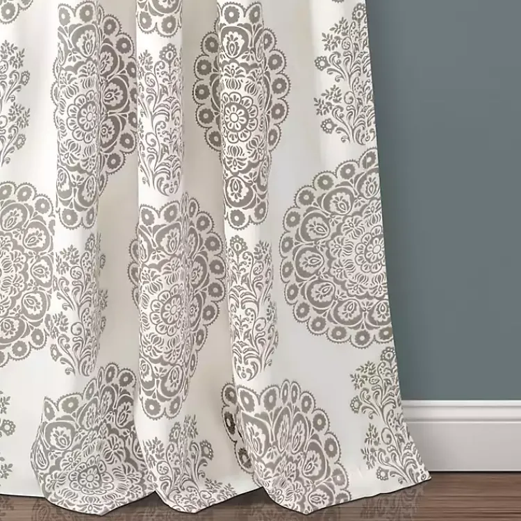 Kirklands Home Evie Medallion Curtain Panel Set, 95 in. Tan Clearance