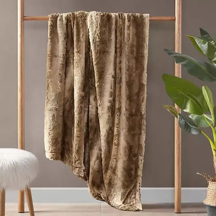 Blankets & Throws>Kirklands Home Faux Fur Oversized Throw Blanket Tan