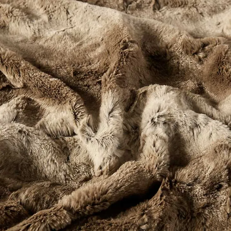 Blankets & Throws>Kirklands Home Faux Fur Oversized Throw Blanket Tan