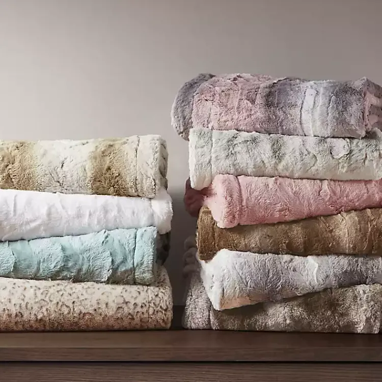 Blankets & Throws>Kirklands Home Faux Fur Oversized Throw Blanket Tan