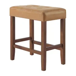 Kirklands Home Faux Leather Madison Walnut Counter Stool Tan Hot