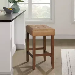Kirklands Home Faux Leather Madison Walnut Counter Stool Tan Hot