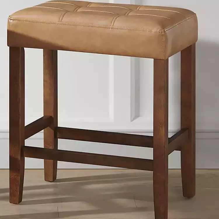Kirklands Home Faux Leather Madison Walnut Counter Stool Tan Hot