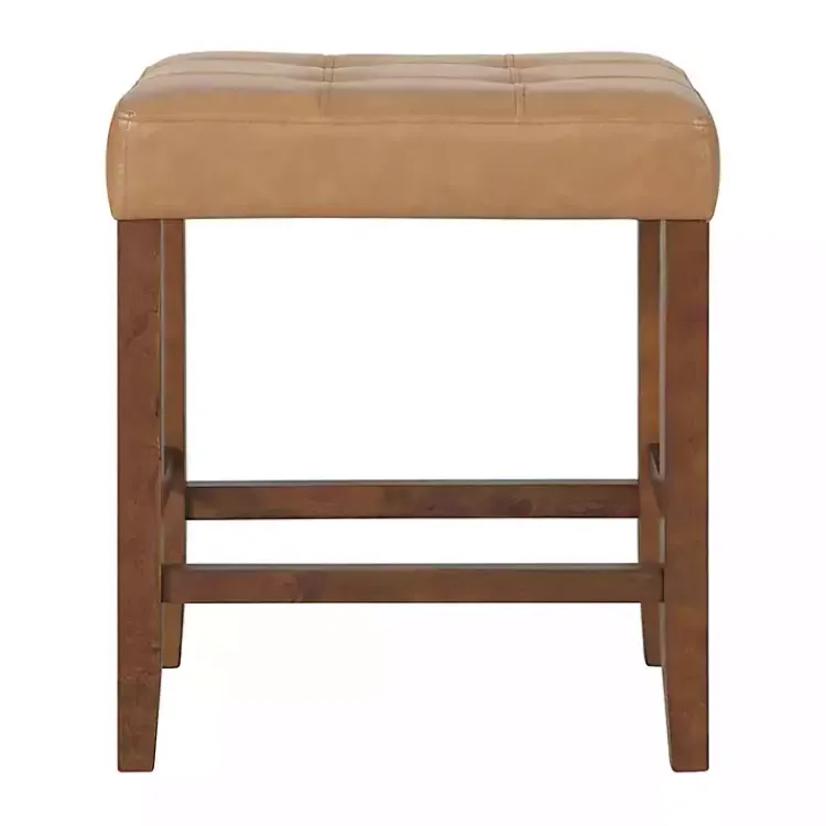 Kirklands Home Faux Leather Madison Walnut Counter Stool Tan Hot