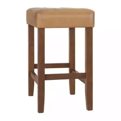 Kirklands Home Faux Leather Madison Walnut Counter Stool Tan Hot