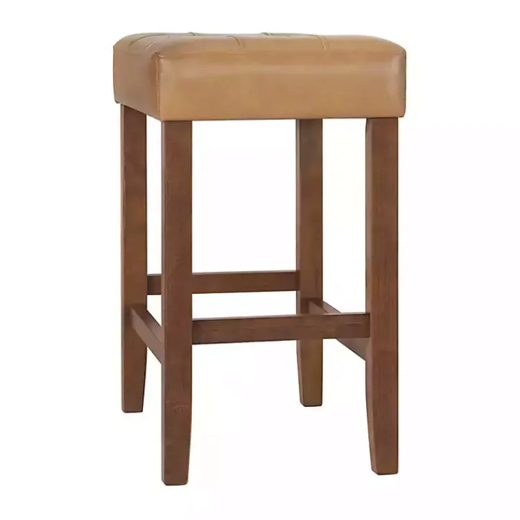Kirklands Home Faux Leather Madison Walnut Counter Stool Tan Hot