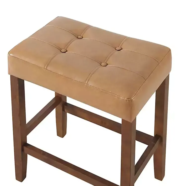 Kirklands Home Faux Leather Madison Walnut Counter Stool Tan Hot