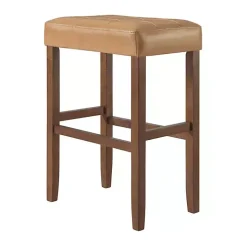 Kirklands Home Faux Leather Madison Walnut Bar Stool Tan Discount