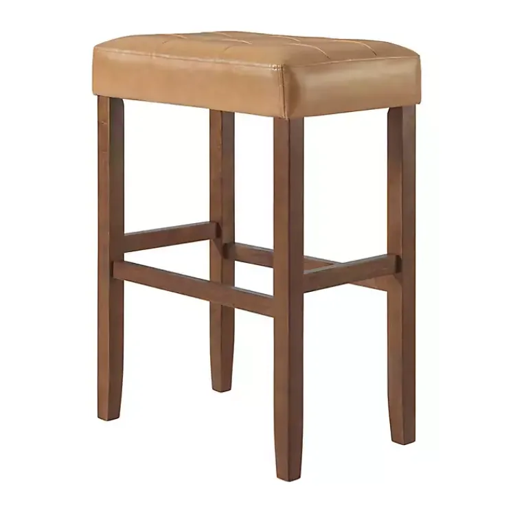 Kirklands Home Faux Leather Madison Walnut Bar Stool Tan Discount