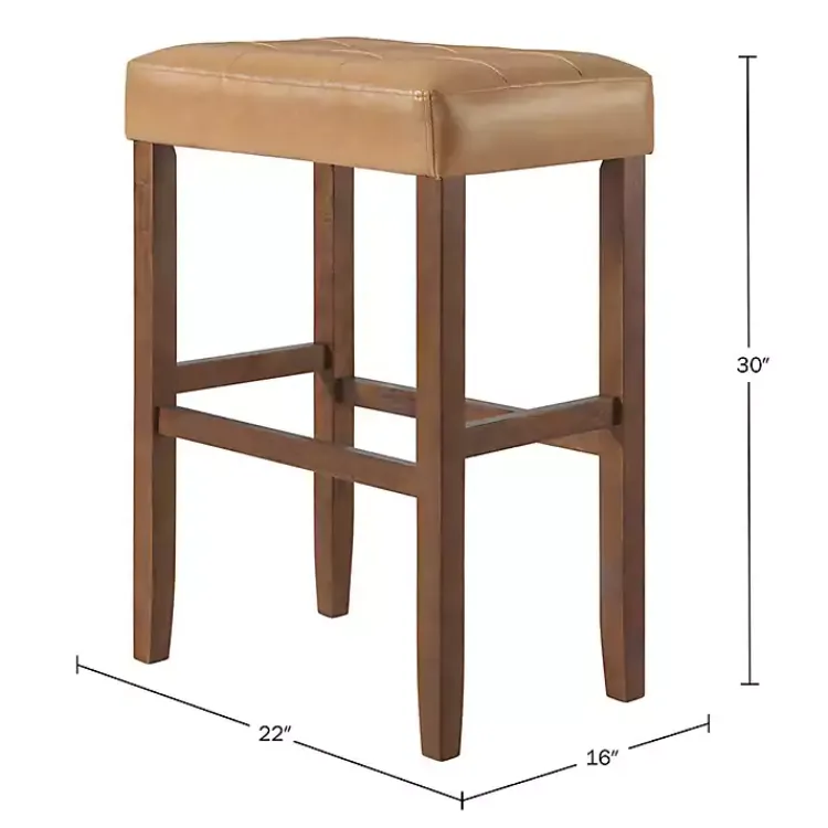 Kirklands Home Faux Leather Madison Walnut Bar Stool Tan Discount