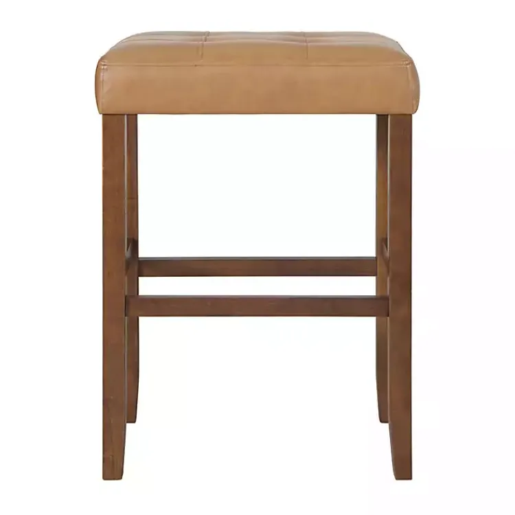 Kirklands Home Faux Leather Madison Walnut Bar Stool Tan Discount