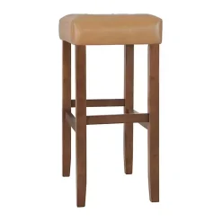 Kirklands Home Faux Leather Madison Walnut Bar Stool Tan Discount