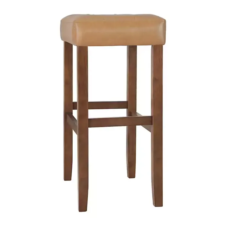 Kirklands Home Faux Leather Madison Walnut Bar Stool Tan Discount