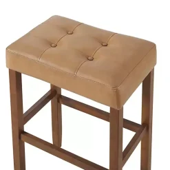 Kirklands Home Faux Leather Madison Walnut Bar Stool Tan Discount