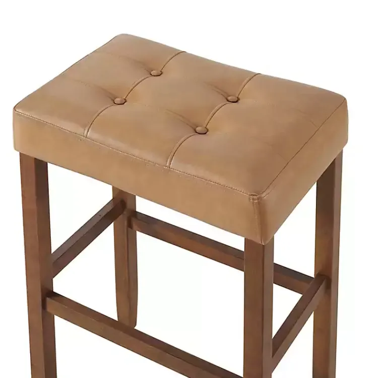 Kirklands Home Faux Leather Madison Walnut Bar Stool Tan Discount