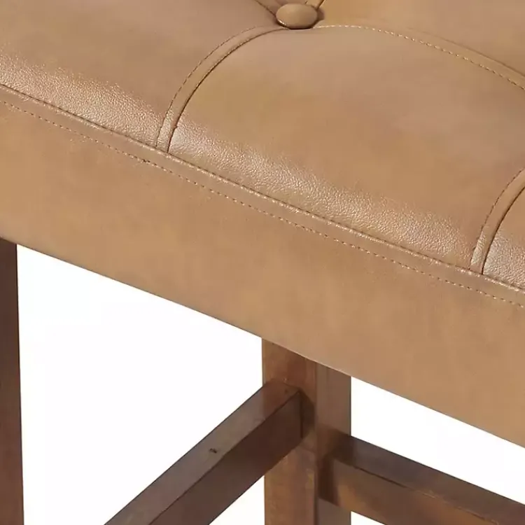 Kirklands Home Faux Leather Madison Walnut Bar Stool Tan Discount